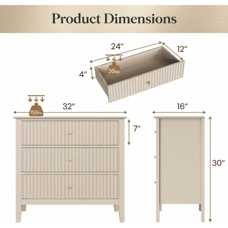 Bekkig Modern 3-Drawer Dresser image number 9
