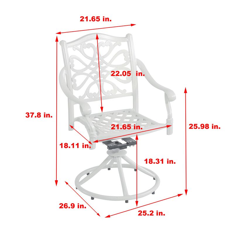 MONDAWE Outdoor Bistro Dining Chairs Patio Cast Aluminum Dining Swivel Rocker Chair (Set of 2)
