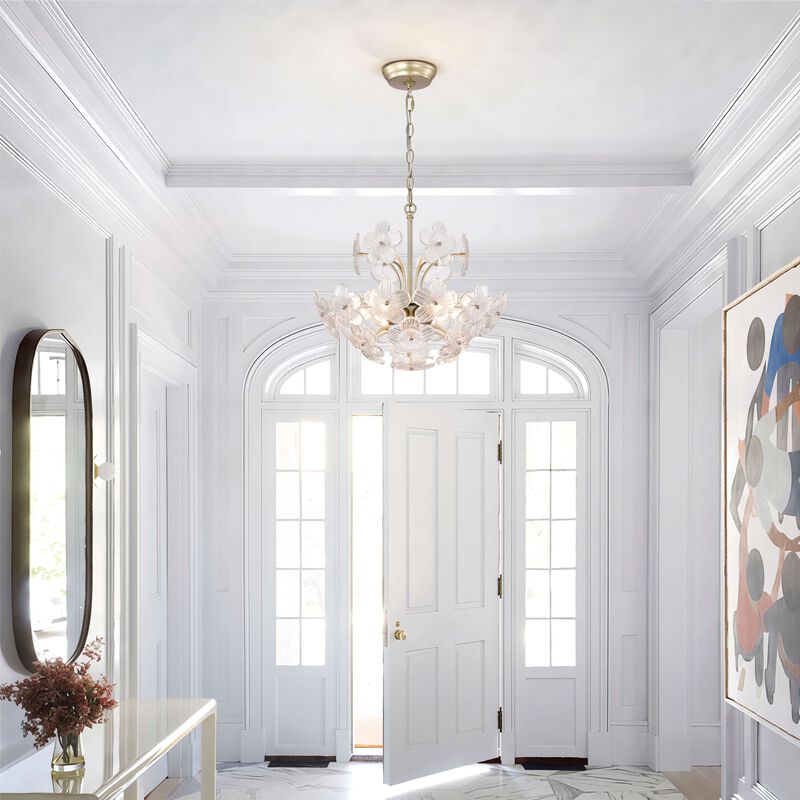 Fabiola Modern Brushed Silver-ish Champagne 6-Light 17.7" Glam Clear Glass Flower Chandelier image number 2