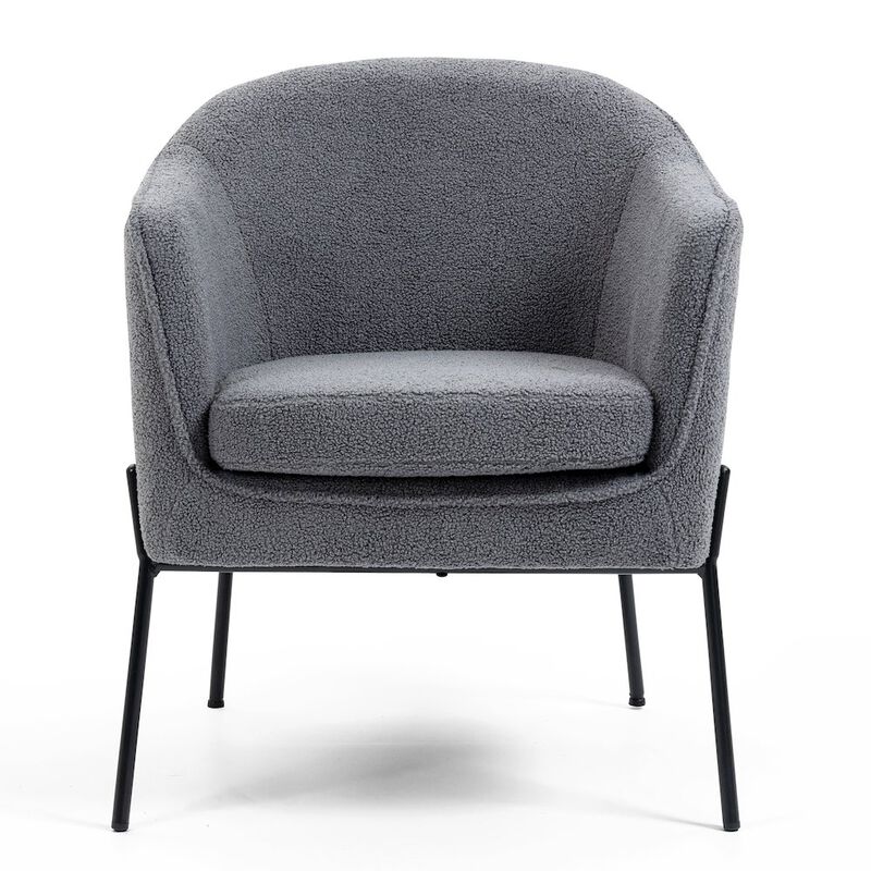 Glamour Home Ayame Gray Boucle Accent Chair with Black Iron Legs