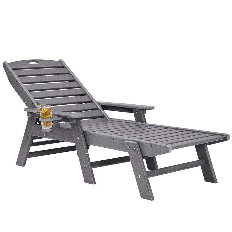 Patio Chaise Lounge Chair with 6 Positions &ndash; HDPE Outdoor Chair for Poolside