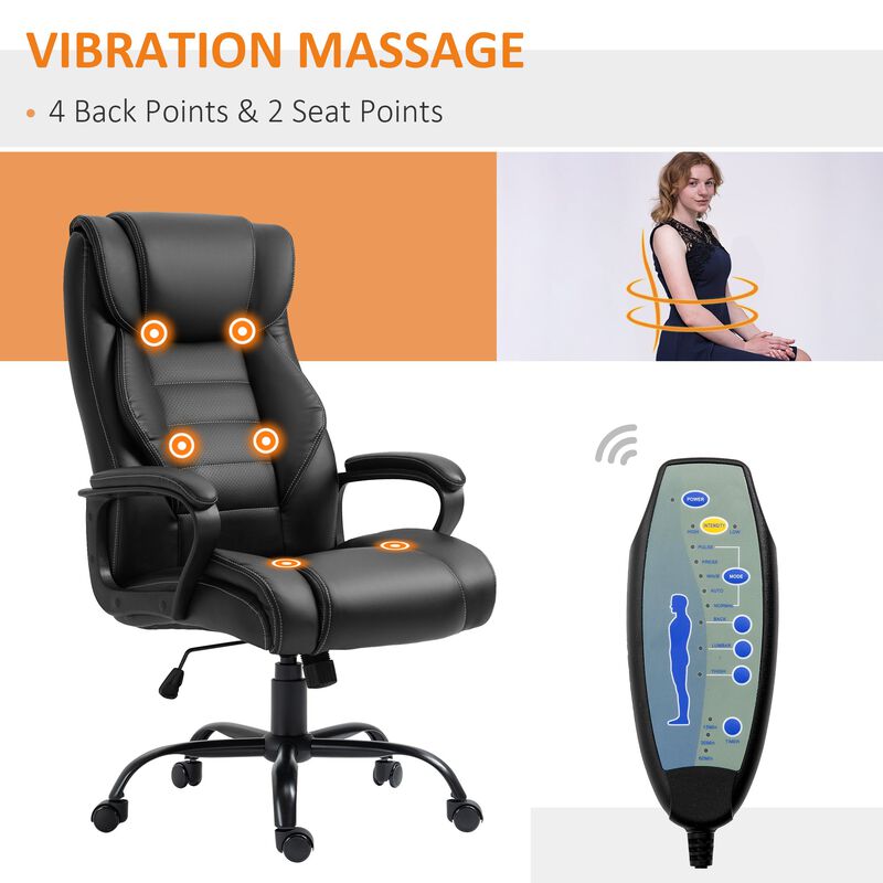 Black Office Comfort: Massage Executive Chair with 6-Point Vibration