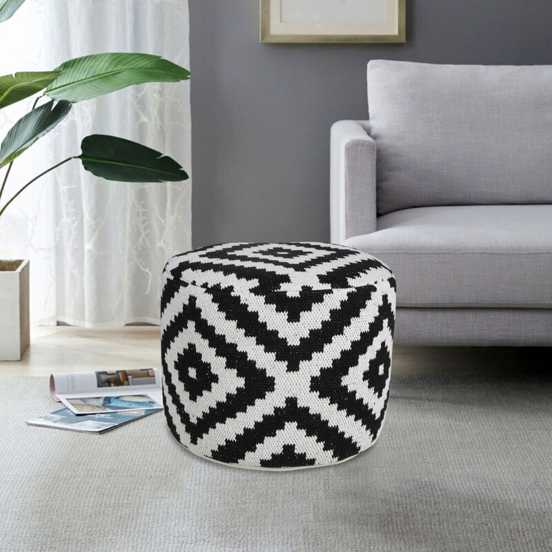 Modern Cotton Blend Ottoman Pouf for Stylish Living Room Decor