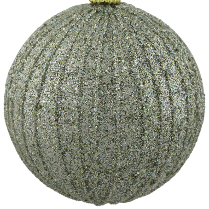 4" Green Glitter Shatterproof Christmas Ball Ornament image number 2