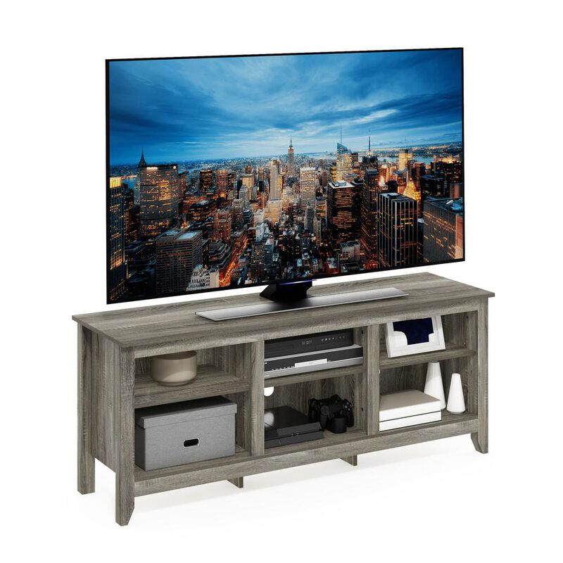 Furinno Jensen TV Entertainment Center for TV up to 65 Inch, French Oak Grey