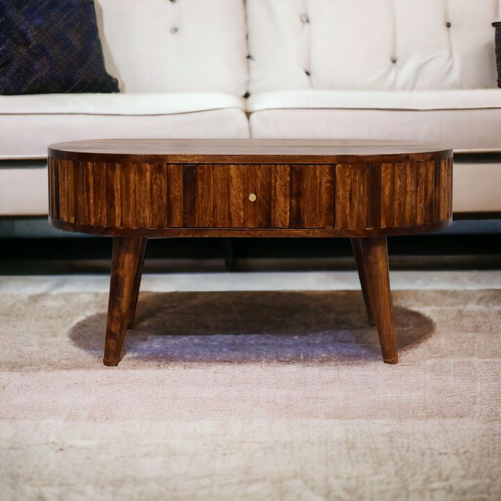 Stripe Chestnut Solid Wood 2 Drawer  Coffee Table