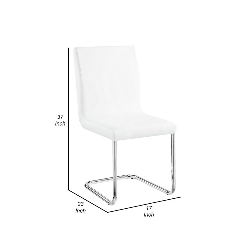 Tony 23 Inch Dining Side Chair, Vegan Faux Leather, Metal, Set of 2, White-Benzara image number 5