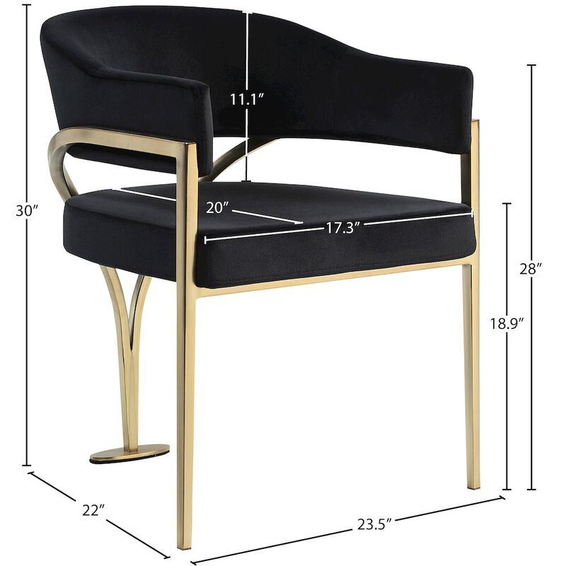 Meridian Furniture Madelyn Black Velvet Dining Chair, Set of 2