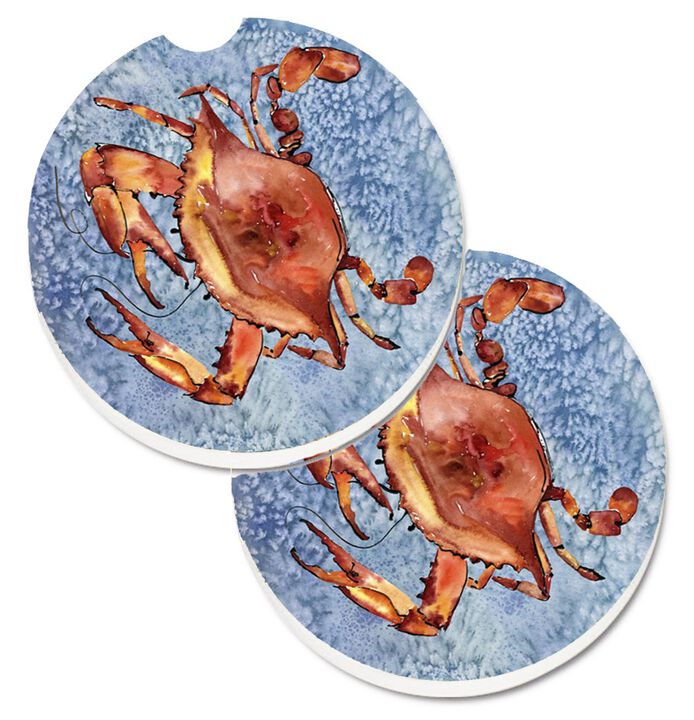 Caroline's Treasures Crab Set of 2 Cup Holder Car Coasters 8147CARC, 2.56, Multicolor