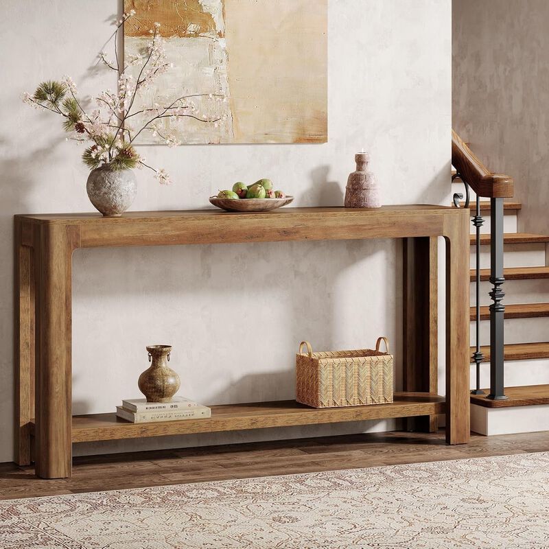 Tribesigns Farmhouse 2-Tier Wood Console Table image number 5