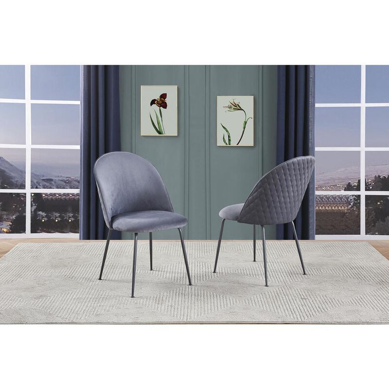 Dark Grey velvet upholstered side chairs - Set of 2