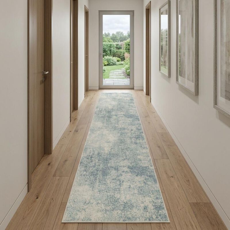 HomeRoots Abstract Washable Runner Rug image number 1