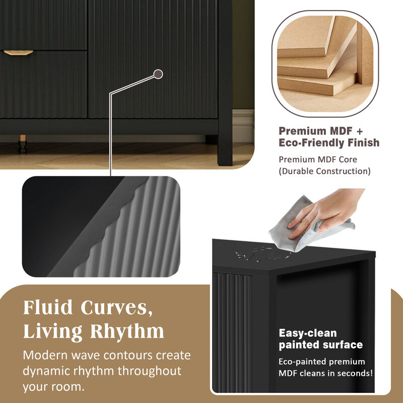 Merax U_STYLE Sideboard with Wave Design - 3 Adjustable Shelves