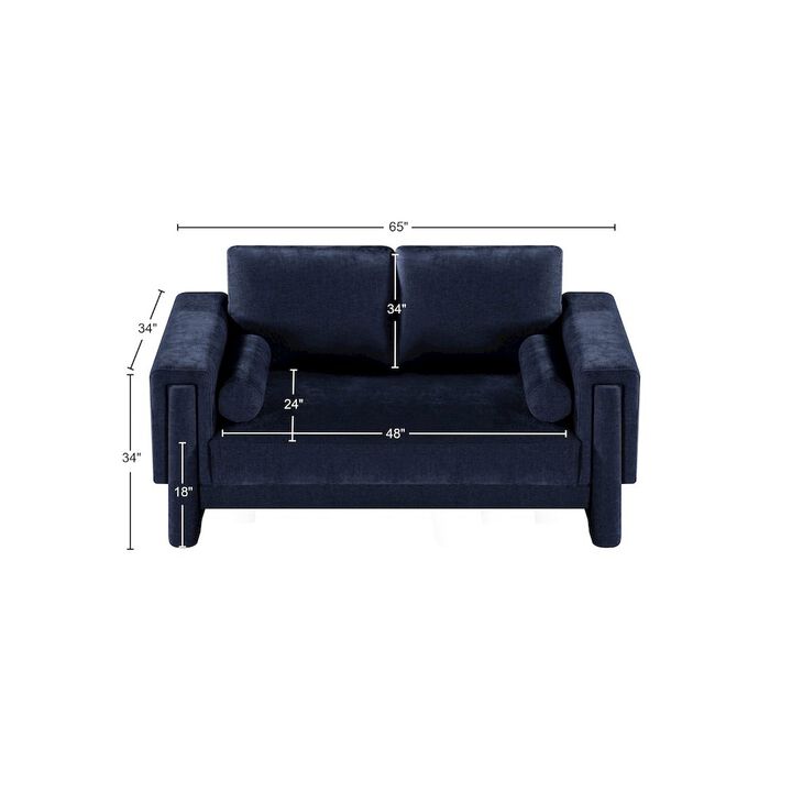 Meridian Furniture Madeline Navy Chenille Fabric Loveseat