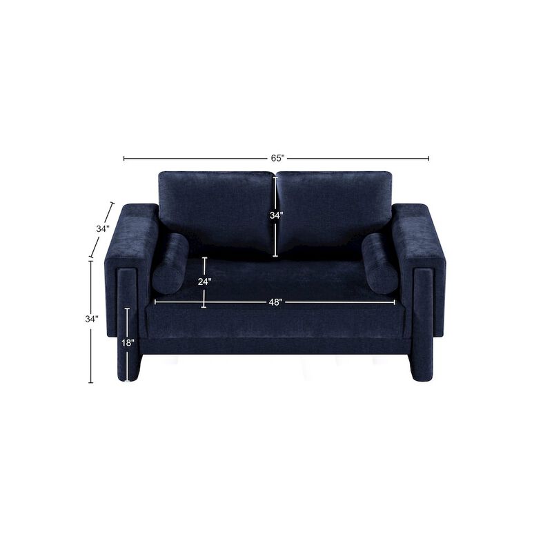 Meridian Furniture Madeline Navy Chenille Fabric Loveseat