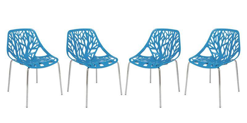 LeisureMod Asbury Dining Stackable Chair in Polypropylene Seat and Chrome Legs Set of 4 image number 0