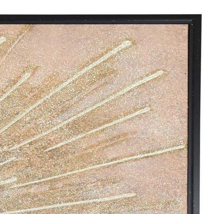 30 x 40 Framed Canvas, Gold Abstract Oil Painting, Natural, Brown, Black - Benzara
