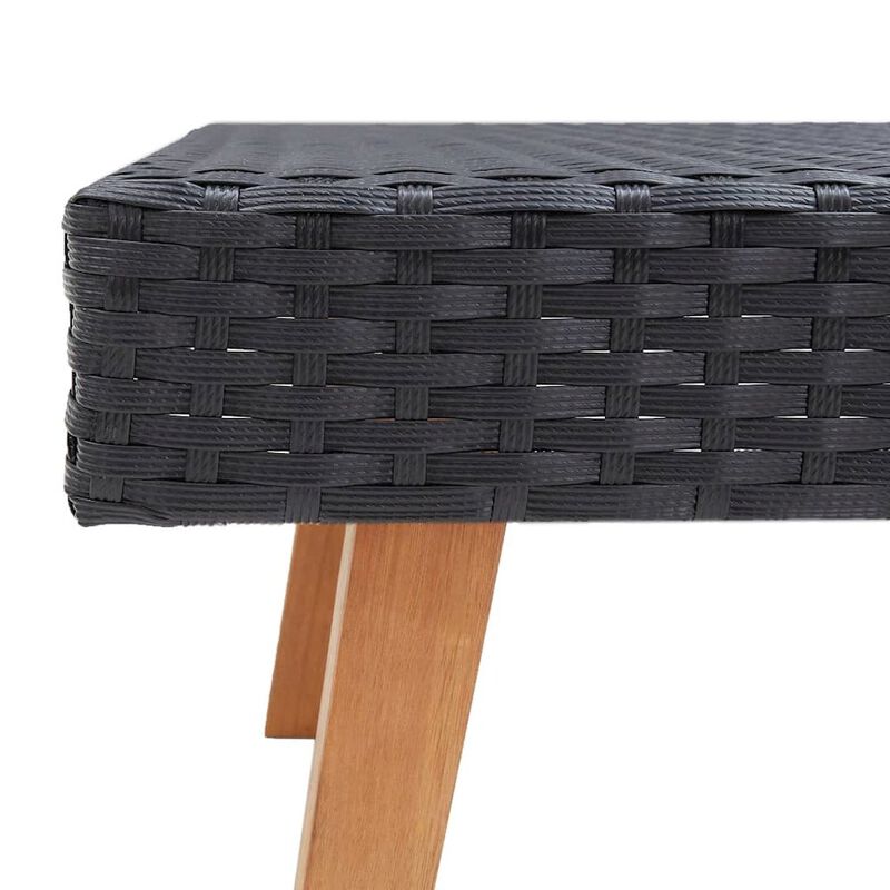 Coffee Table Black PE rattan, powder-coated steel, eucalyptus wood