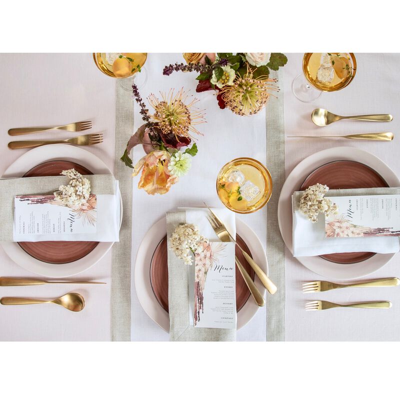 Solino Home Festive Edge 100% Linen Table Runner &ndash; Handcrafted, Machine Washable, Perfect for Holiday and Everyday Dining