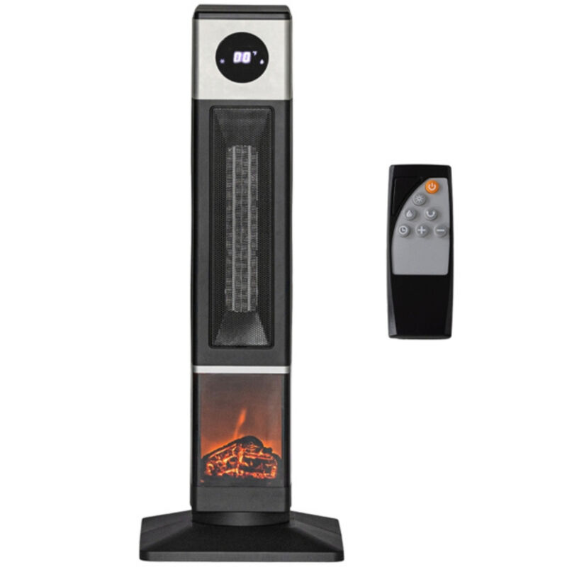 Electric Fireplace Heater with Adjustable Temperature and Realistic Flame