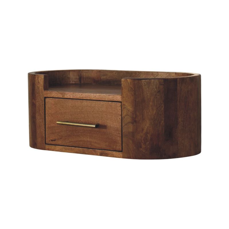 Artisan Furniture Solid Wood Valencia Curve Wall Bedside, Brown image number 2