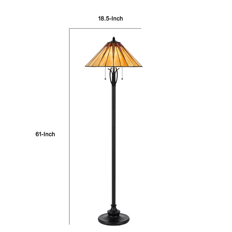 Eli Floor Lamp, Stained Tiffany Glass Shade, Hand Painted, Bronze 61 Inch image number 7