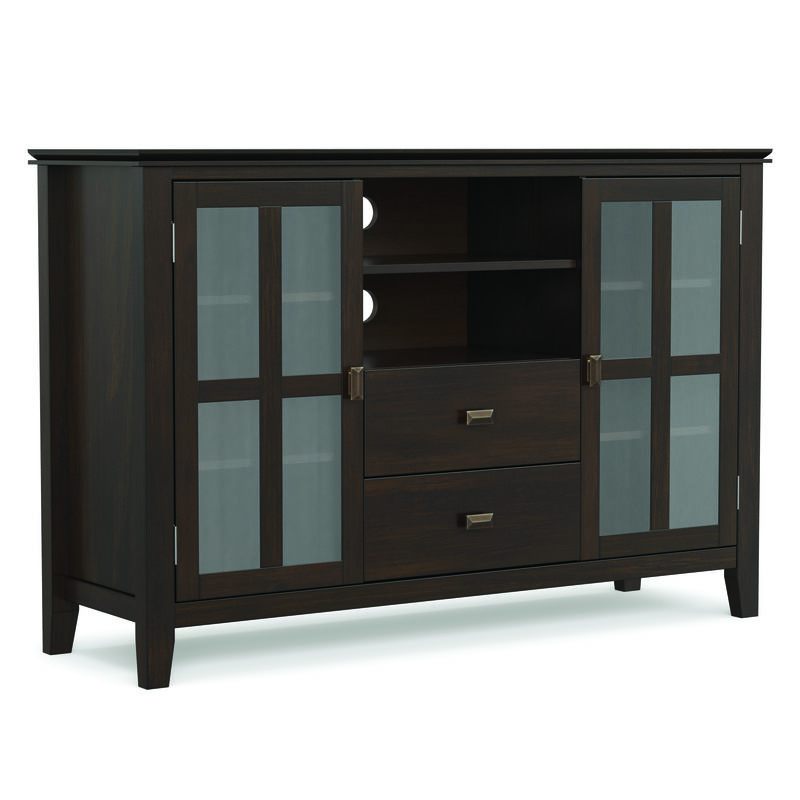 Artisan SOLID WOOD 53 inch Wide Contemporary TV Media Stand in Dark Chestnut Brown For TVs up to 60 inches image number 0