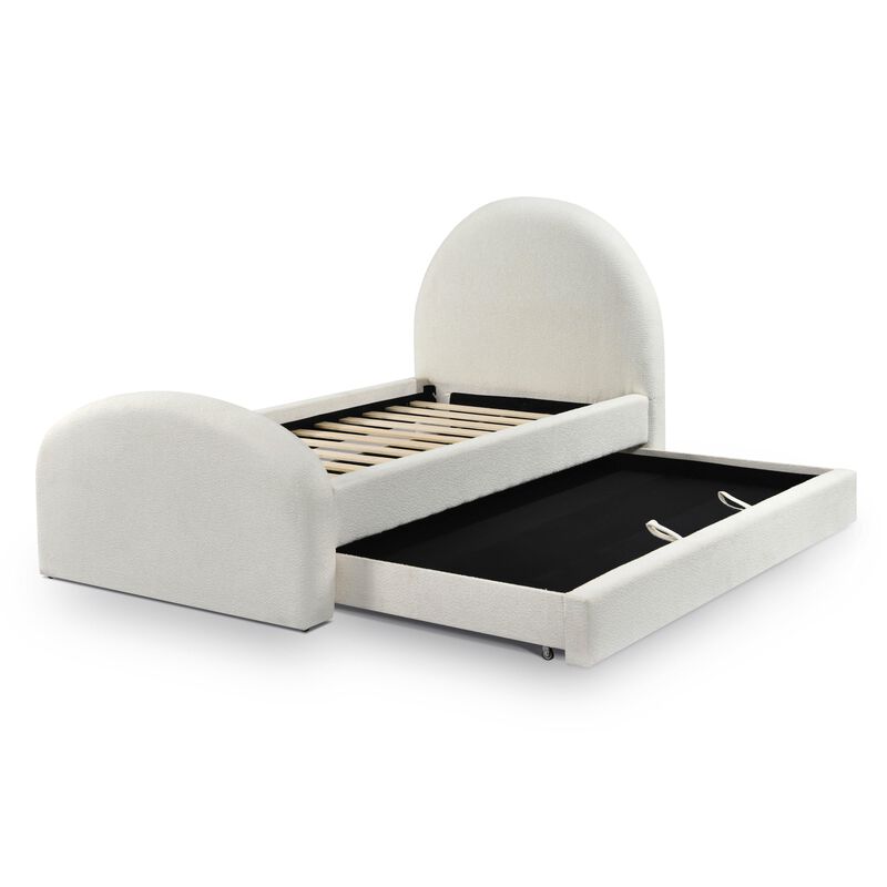 Moon Boucle Twin Trundle Bed
