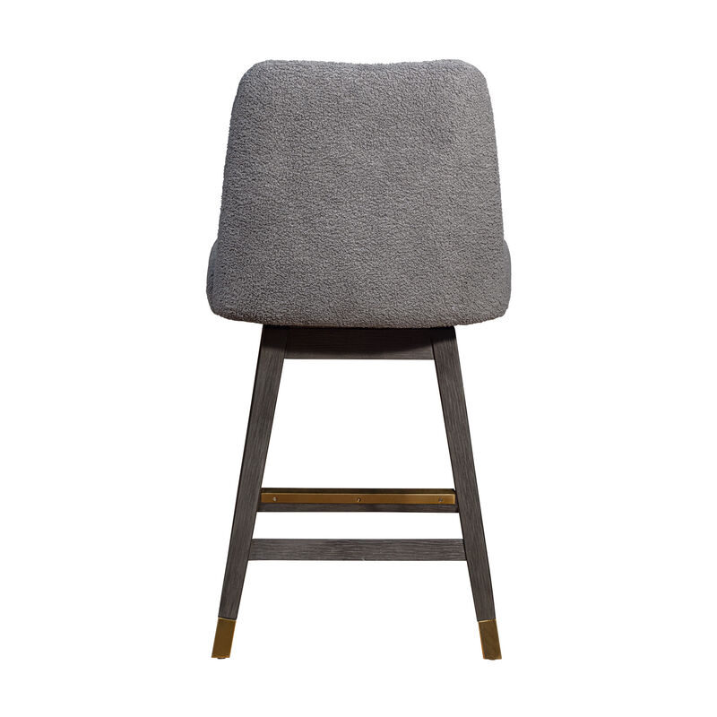 HomeRoots 26" Gray Solid Wood Counter Height Swivel Bar Chair image number 4