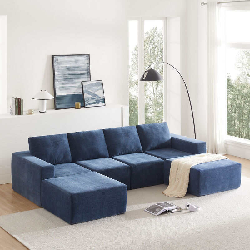 Merax Modular U Shaped Sectional Sofa Floor Couch Set