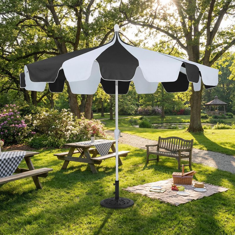 Mondawe 10 ft. Pagoda Patio Umbrella with Crank Lift & Tilt Adjustable in Black image number 1