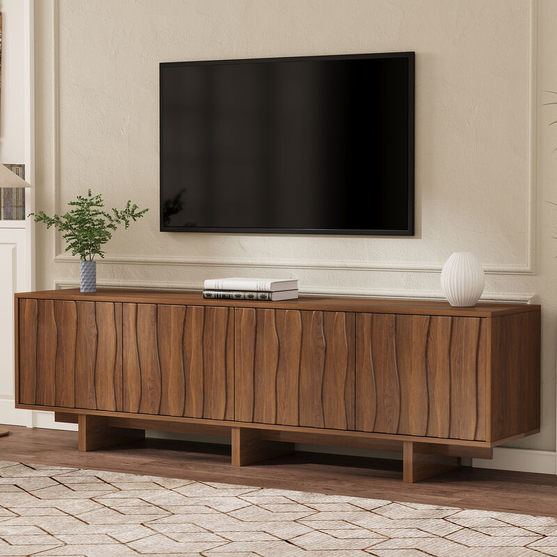 Nankso Retro Style Wood Grain TV Stand image number 2