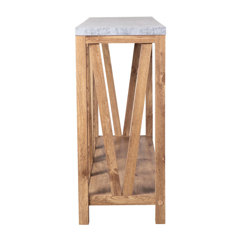 Warm Oak/Marble Entry Table