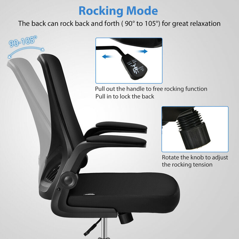 Costway Mesh Office Chair Swivel Computer Desk Chair w/Foldable Backrest & Flip-Up Arms