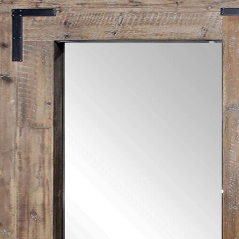 HomeRoots 75" Brown Wood Framed Leaning Accent Mirror image number 2