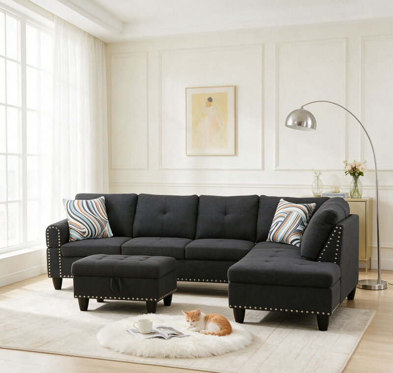 Lesfur L-Shaped Sectional Couch image number 2