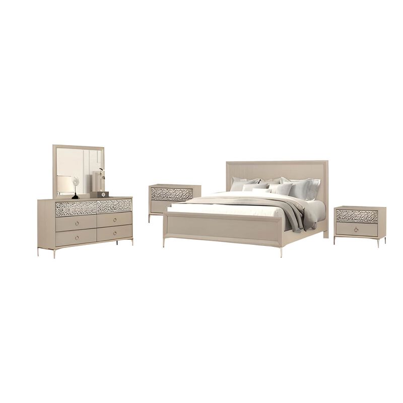 Kaira 5pc Queen Bedroom Set, 2 Nightstands, Natural Oak Brown Wood image number 0