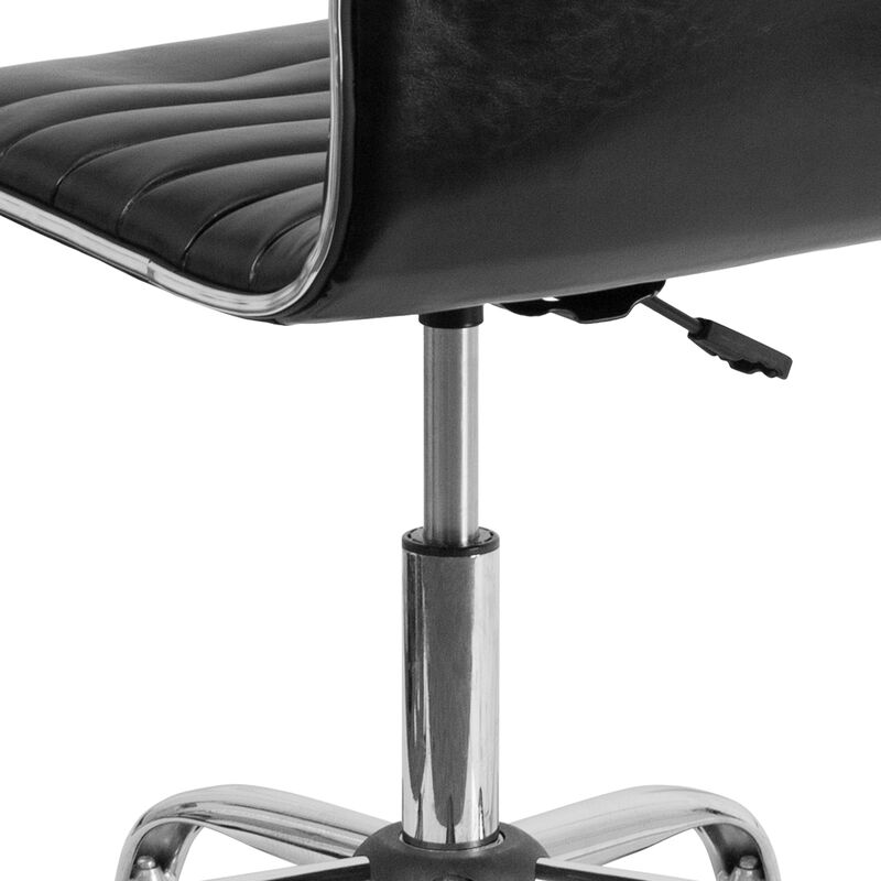 Alan Low Back Designer Armless Ribbed Swivel Task Office Chair image number 6