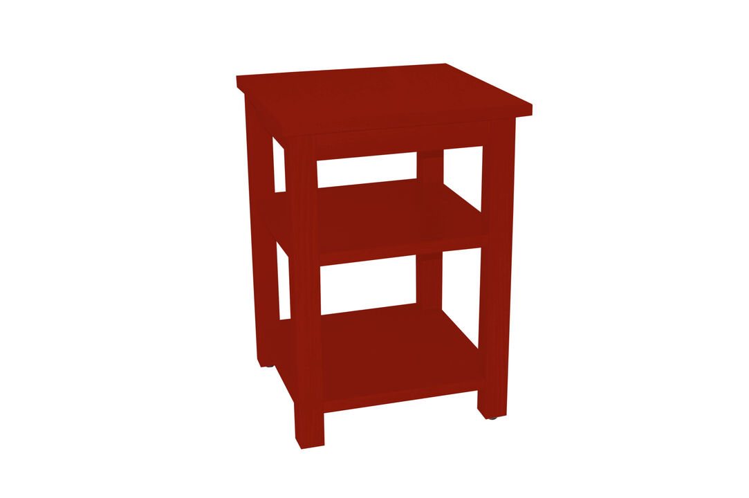 HomeRoots 28" Red Solid Wood Nightstand