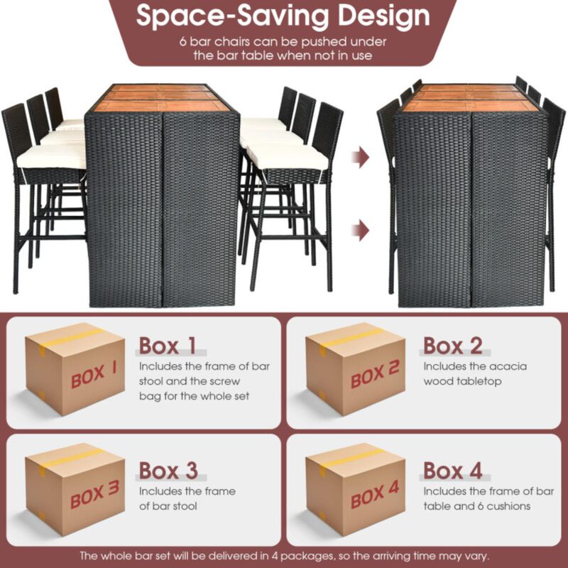 Hivvago 7 Pieces Patio Rattan Wicker Dining Furniture Set