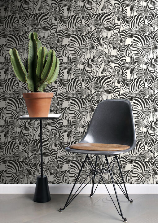 Jemima Black Zebra Wallpaper