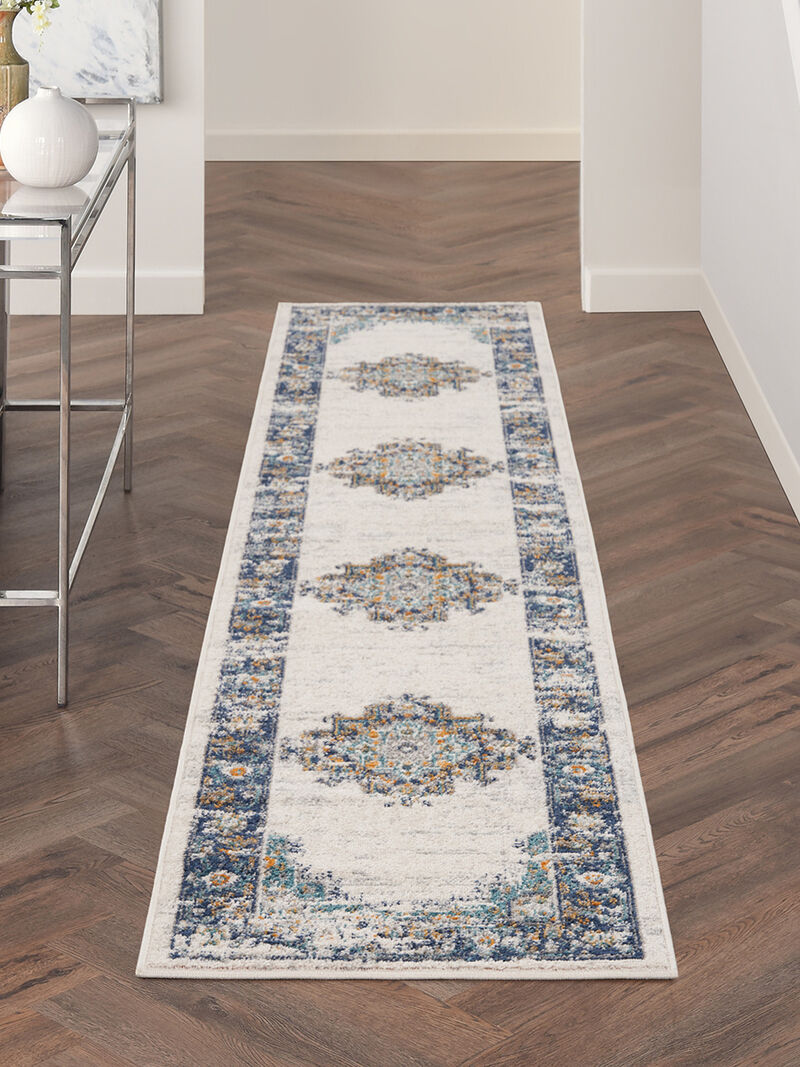 Passion PSN03 Ivory/Gray/Blue 2'2" x 10' Rug image number 6