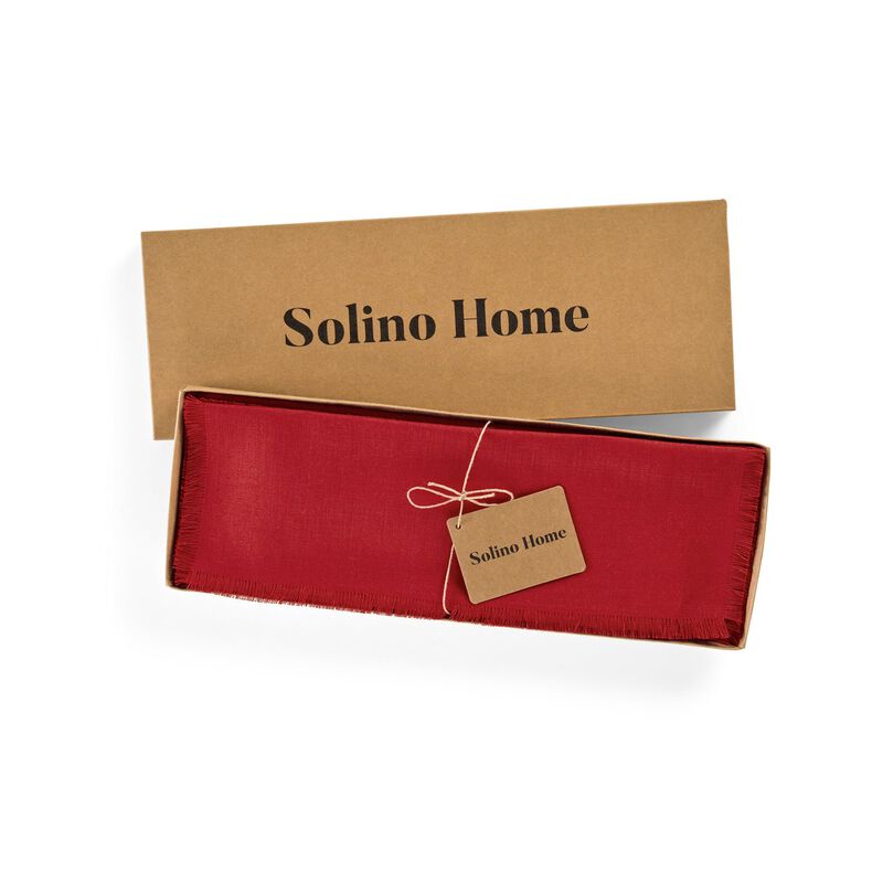 Solino Home 100% Pure Linen Placemats 14 x 19 Inch Set of 4 - Fringe