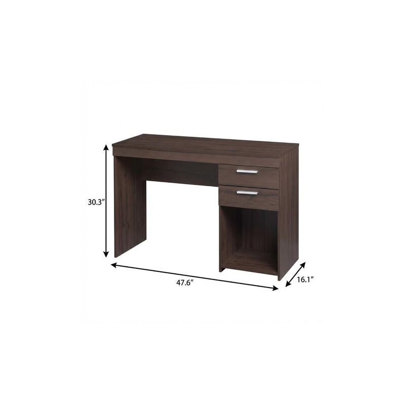 HomeRoots 48" Espresso Wood Pedestal Computer Desk With Two Drawers image number 5