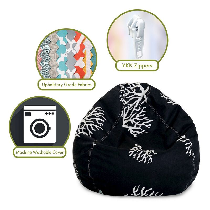 Majestic Home Goods Large Bean Bag Coral Black