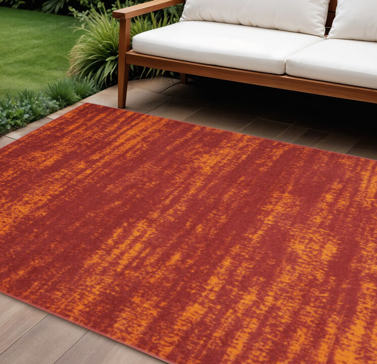 HomeRoots 8' X 10' Red And Orange Abstract Indoor Outdoor Area Rug