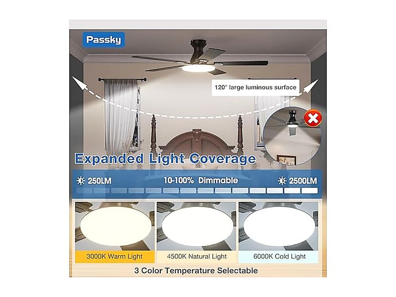 Ceiling Fans Lights 52 Inch Flush Mount Fan Remote Control Low Profile Bedroom image number 3