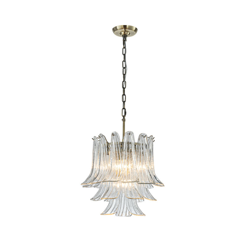 18'' Wide Mid-Century Modern Chandelier 4-Light 3-Tier Clear Art Glass Pendant Light In Antique Bronze Finish For Dining Room Foyer Bedroom image number 0