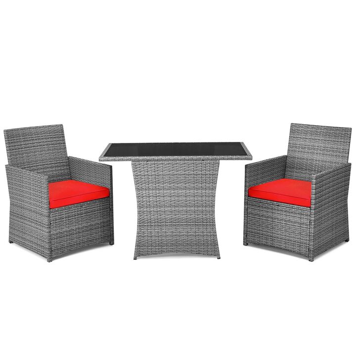 Mondawe 3 Pieces Patio Rattan Furniture Set with Cushioned Armrest Sofa
