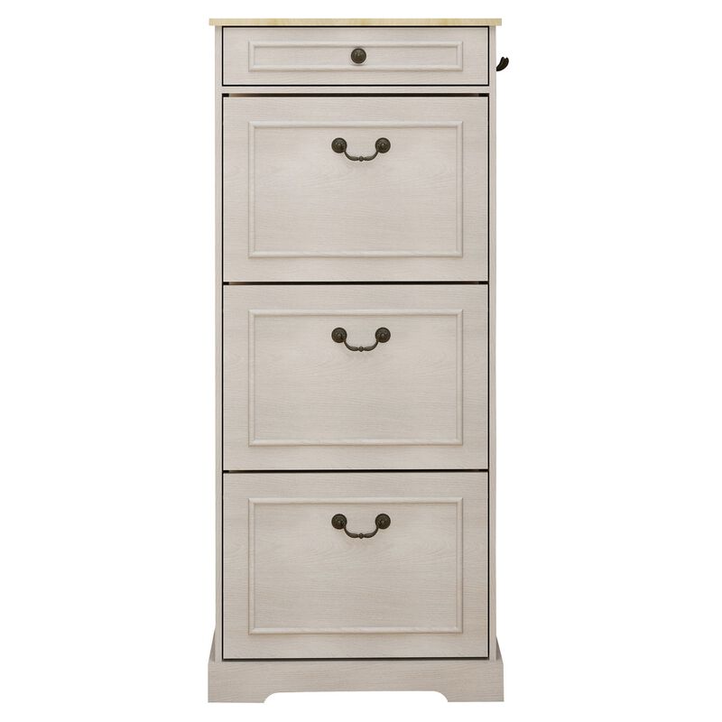 48.22 in. H x 20.86 in. W Antique White Shoe Cabinet with 1 Drawer and 3 Flip Drawers